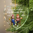 Love, Christmas, Gift For Wife, Gift For Husband, Gift For Couples - The Year We Became Mr & Mrs - Personalized Heart Shaped Glass Ornament