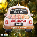 Love,Christmas,Gift For Wife,Gift For Husband,Gift For Couples,Married ,Engaged - The Year We Became Mr & Mrs 3D Effect - Personalized Custom Shaped Acrylic Ornament