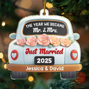 Love,Christmas,Gift For Wife,Gift For Husband,Gift For Couples,Married ,Engaged - The Year We Became Mr & Mrs 3D Effect - Personalized Custom Shaped Acrylic Ornament