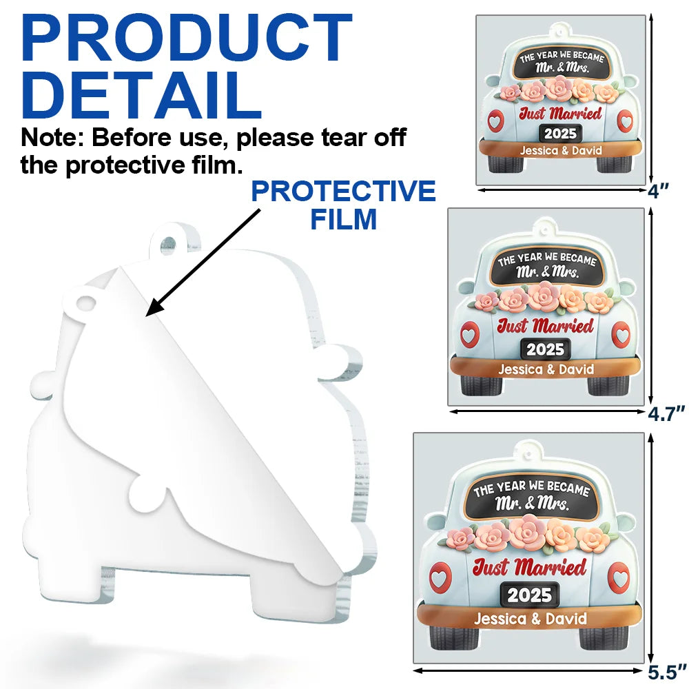 Love,Christmas,Gift For Wife,Gift For Husband,Gift For Couples,Married ,Engaged - The Year We Became Mr & Mrs 3D Effect - Personalized Custom Shaped Acrylic Ornament