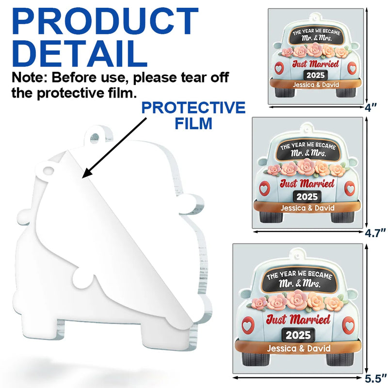 Love,Christmas,Gift For Wife,Gift For Husband,Gift For Couples,Married ,Engaged - The Year We Became Mr & Mrs 3D Effect - Personalized Custom Shaped Acrylic Ornament