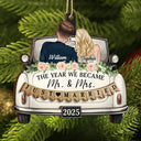 Love, Christmas, Gift For Wife, Gift For Husband, Gift For Couples, Married, Engaged, Wedding Anniversary - The Year We Became Mr & Mrs Couple In Car - Personalized 2-Layered Wooden Ornament