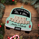 Love,Christmas,Gift For Wife,Gift For Husband,Gift For Couples,Married ,Engaged - The Year We Became Mr & Mrs Wedding Car - Personalized 2-Layered Wooden Ornament