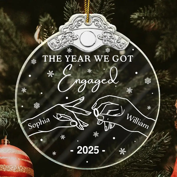 Gift For Couples,Christmas,Engaged,Married ,Anniversary,Love,Gift For Husband,Gift For Girlfriend,Gift For Boyfriend,Gift For Wife - The Year We Got Engaged - Personalized Custom Shaped Acrylic Ornament