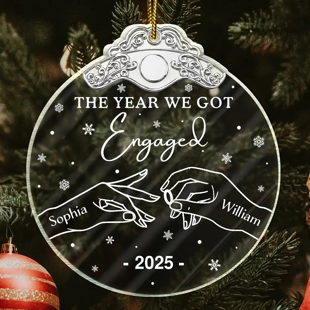 The Year We Got Engaged - Personalized Custom Shaped Acrylic Ornament