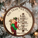 Gift For Couples,Gift For Husband,Gift For Wife,Gift For Boyfriend,Gift For Girlfriend,Travel,Christmas,Happy - The Year We Visited Travel Couple - Personalized 2-Layered Wooden Ornament