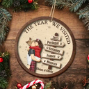 Gift For Couples,Gift For Husband,Gift For Wife,Gift For Boyfriend,Gift For Girlfriend,Travel,Christmas,Happy - The Year We Visited Travel Couple - Personalized 2-Layered Wooden Ornament