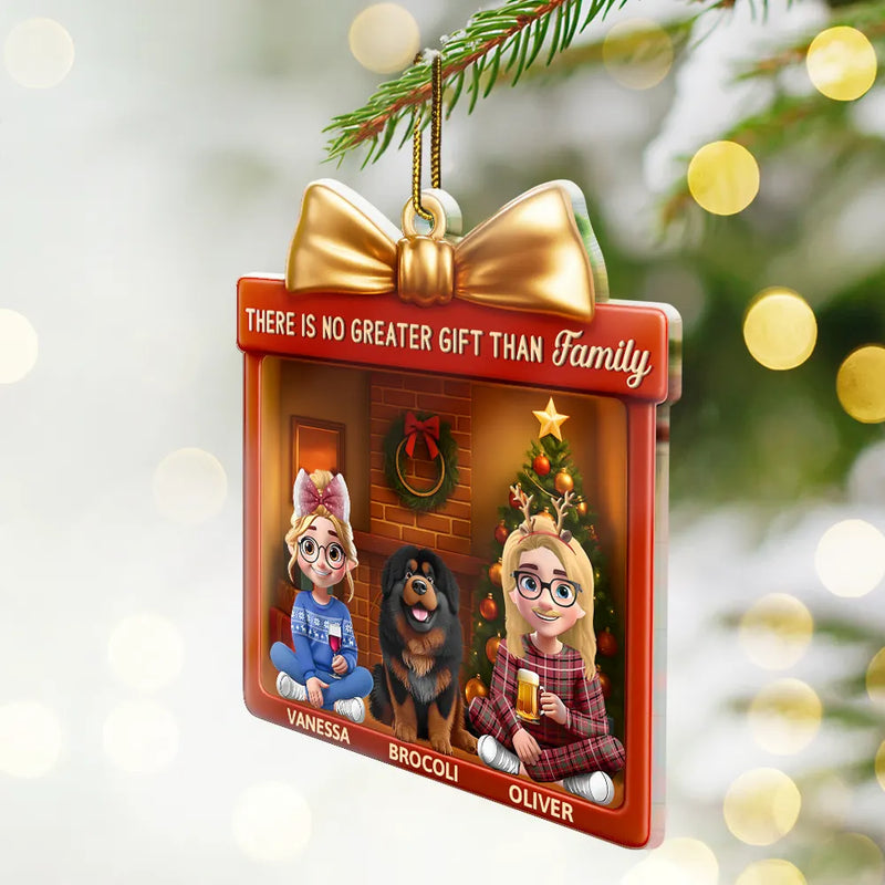 Family, Parents, Gift For Grandparents, Happy, Christmas - There Is No Greater Gift Than Family 3D Effect - Personalized Custom Shaped Acrylic Ornament
