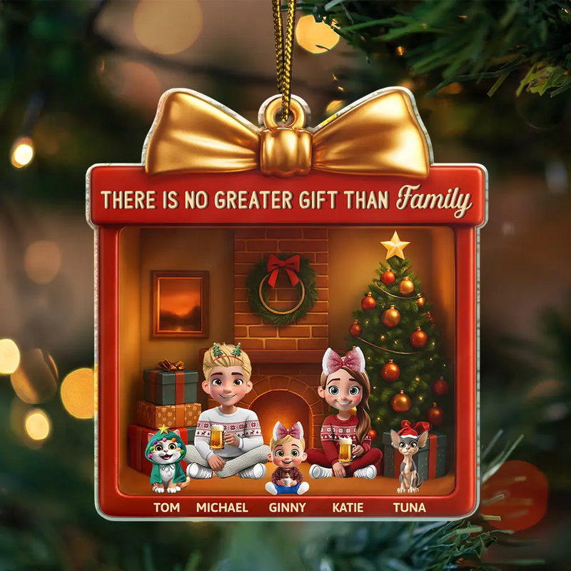 Family, Parents, Gift For Grandparents, Happy, Christmas - There Is No Greater Gift Than Family 3D Effect - Personalized Custom Shaped Acrylic Ornament