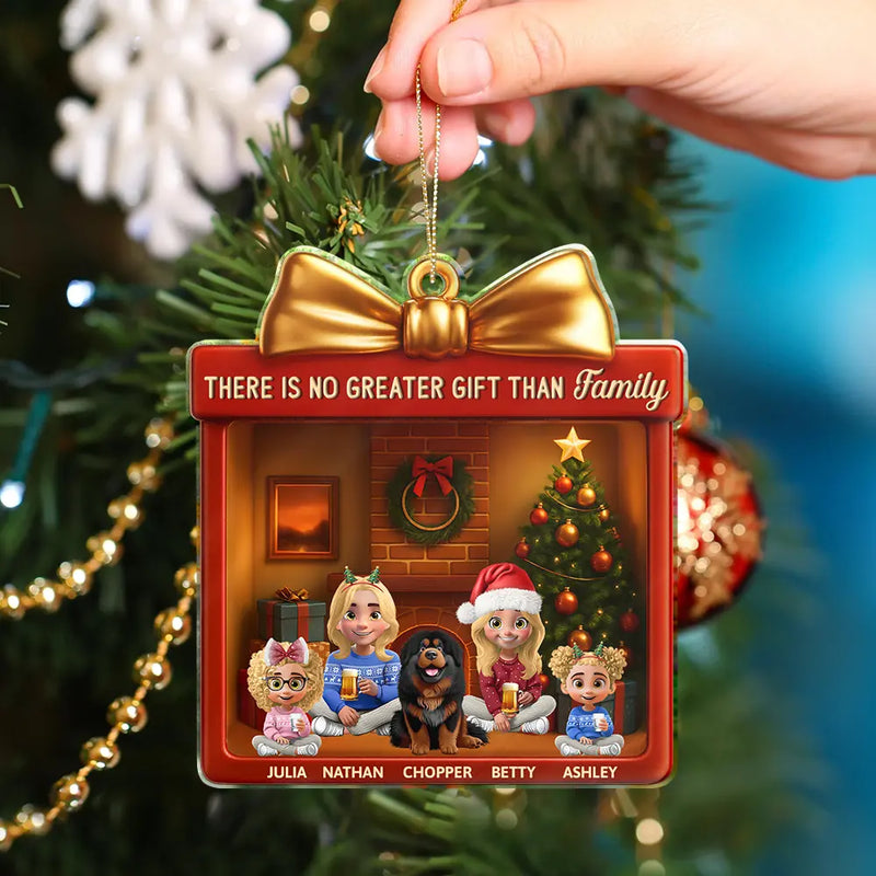 Family, Parents, Gift For Grandparents, Happy, Christmas - There Is No Greater Gift Than Family 3D Effect - Personalized Custom Shaped Acrylic Ornament