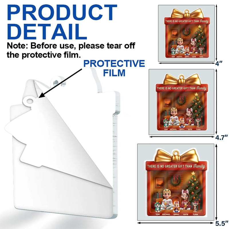 Family, Parents, Gift For Grandparents, Happy, Christmas - There Is No Greater Gift Than Family 3D Effect - Personalized Custom Shaped Acrylic Ornament