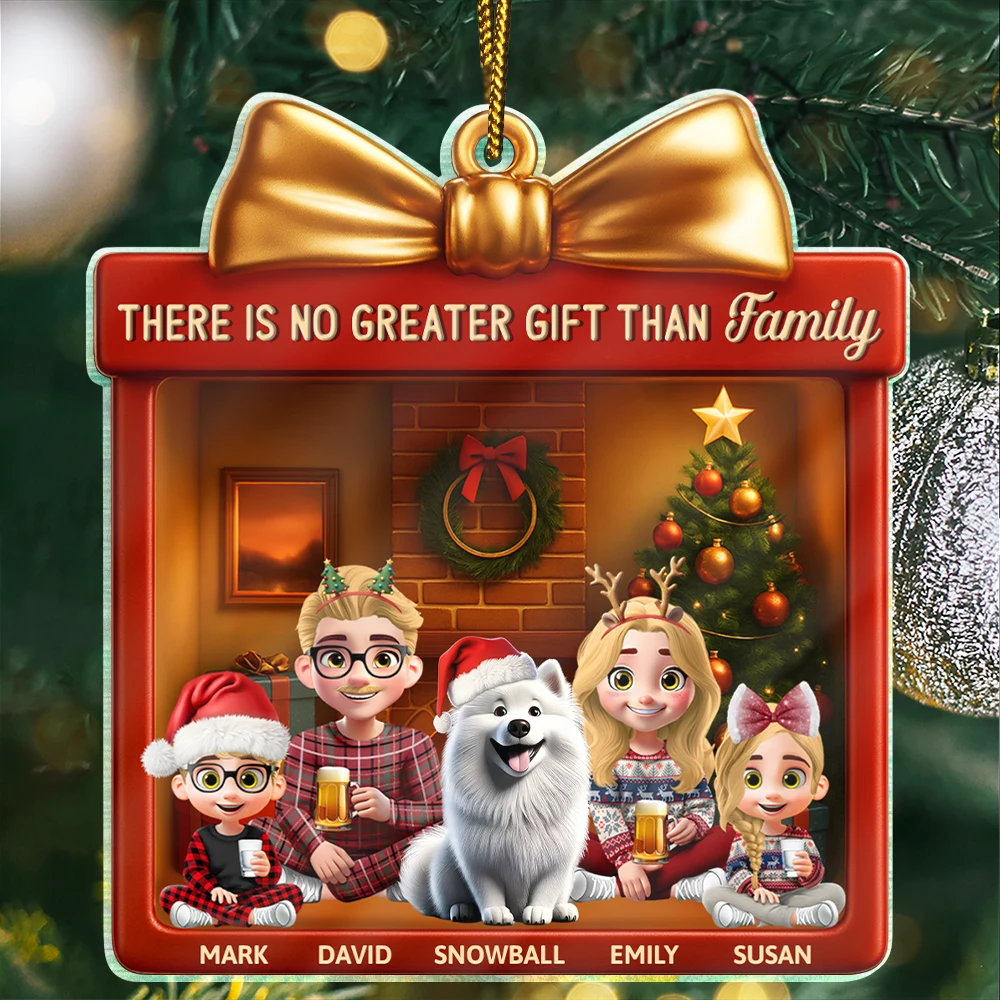 Family, Parents, Gift For Grandparents, Happy, Christmas - There Is No Greater Gift Than Family 3D Effect - Personalized Custom Shaped Acrylic Ornament