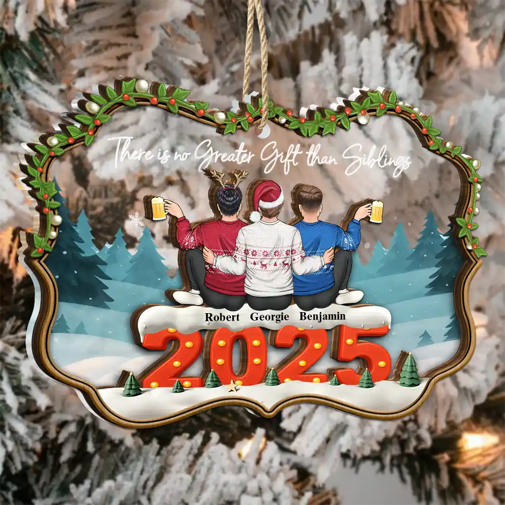 Gift For Bestie,Christmas,Gift For Sisters,Gift For Brothers,Gift For Sibling,Cousin,Love - There Is No Greater Gift Than Friendship - Personalized 2-Layered Mix Ornament