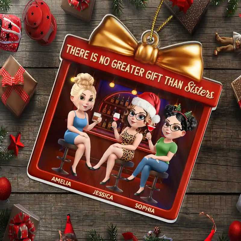 Gift For Bestie,Gifts For Colleagues,Gift For Sisters,Gift For Sibling,Happy - There Is No Greater Gift Than Friendship 3D Bestie - Personalized Custom Shaped Acrylic Ornament