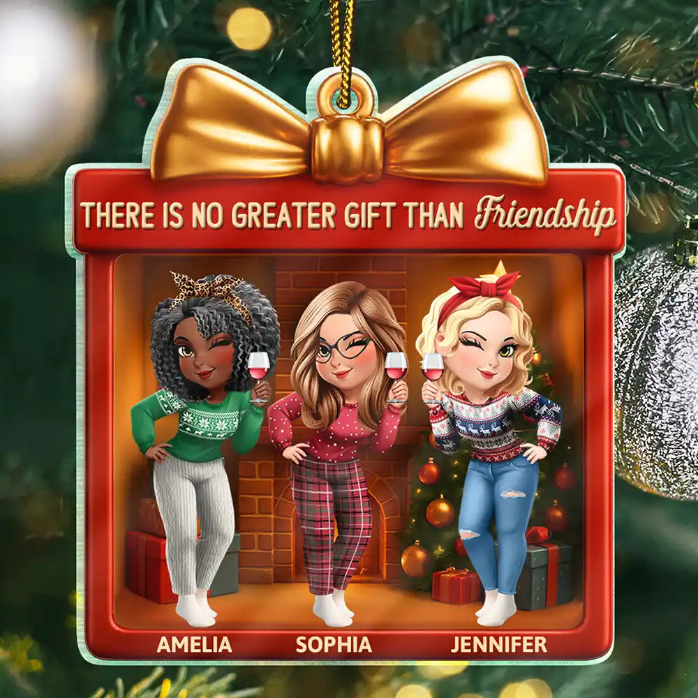 There Is No Greater Gift Than Friendship 3D Effect - Personalized Custom Shaped Acrylic Ornament
