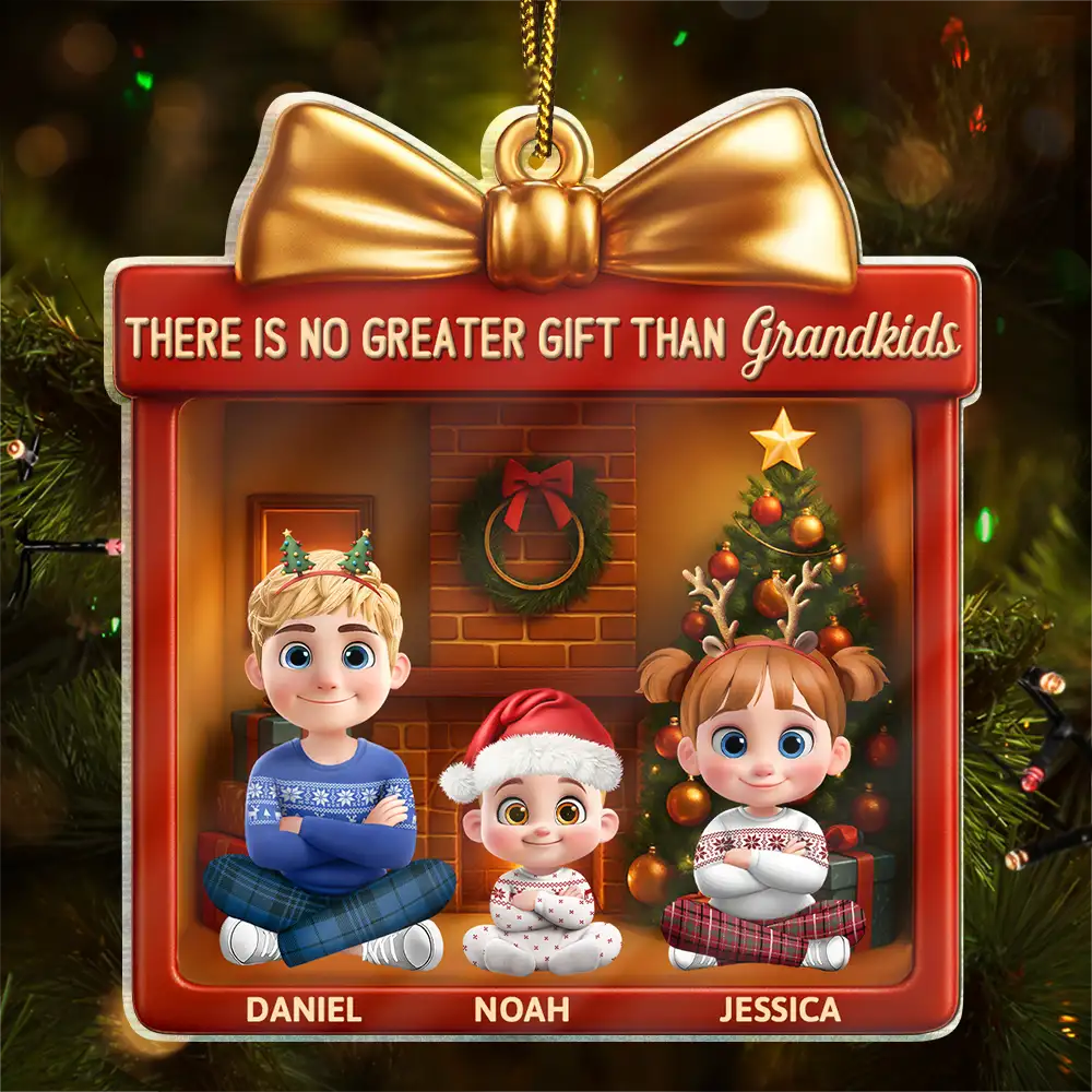 Gift For Grandkids,Grandma - Grandkids,Grandpa - Grandkids,Happy,Gift For Grandpa,Gift For Grandma,Gift For Grandparents,Gift For Kids,Christmas - There's No Greater Gift Than Grandkids - Personalized Custom Shaped Acrylic Ornament