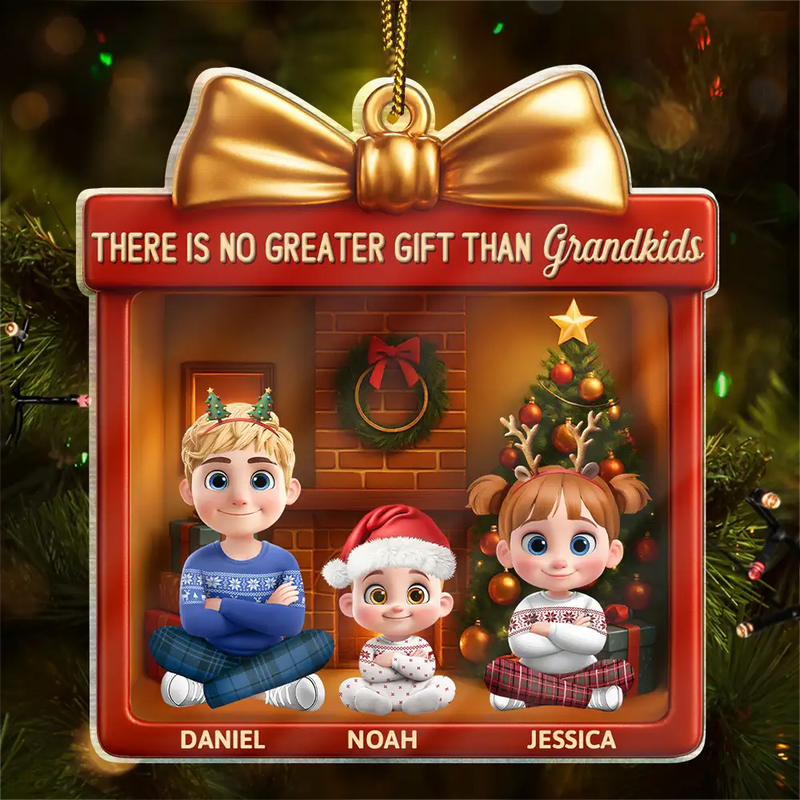 Gift For Grandkids,Grandma - Grandkids,Grandpa - Grandkids,Happy,Gift For Grandpa,Gift For Grandma,Gift For Grandparents,Gift For Kids,Christmas - There's No Greater Gift Than Grandkids - Personalized Custom Shaped Acrylic Ornament