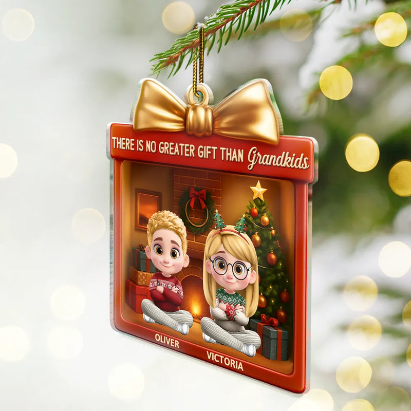 Gift For Grandkids,Grandma - Grandkids,Grandpa - Grandkids,Happy,Gift For Grandpa,Gift For Grandma,Gift For Grandparents,Gift For Kids,Christmas - There's No Greater Gift Than Grandkids - Personalized Custom Shaped Acrylic Ornament