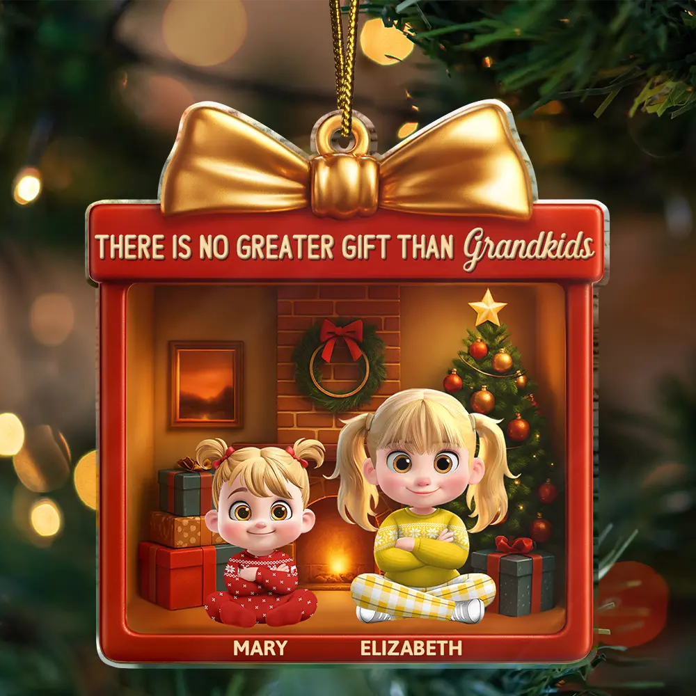 Gift For Grandkids,Grandma - Grandkids,Grandpa - Grandkids,Happy,Gift For Grandpa,Gift For Grandma,Gift For Grandparents,Gift For Kids,Christmas - There's No Greater Gift Than Grandkids - Personalized Custom Shaped Acrylic Ornament