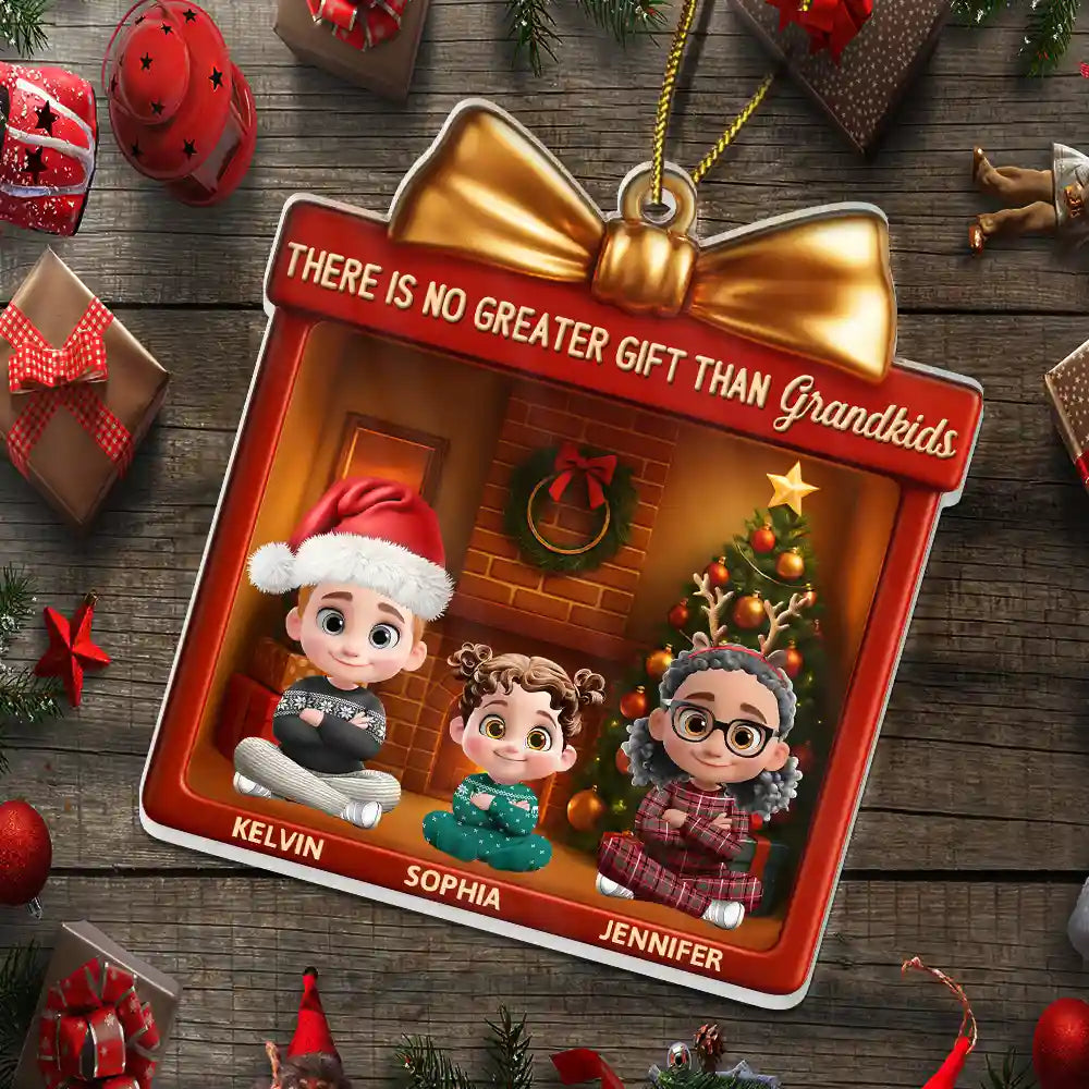 Gift For Grandkids,Grandma - Grandkids,Grandpa - Grandkids,Happy,Gift For Grandpa,Gift For Grandma,Gift For Grandparents,Gift For Kids,Christmas - There's No Greater Gift Than Grandkids - Personalized Custom Shaped Acrylic Ornament