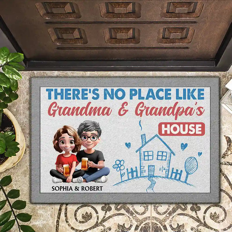 Gift For Grandparents, Funny - There's No Place Like - Personalized Doormat