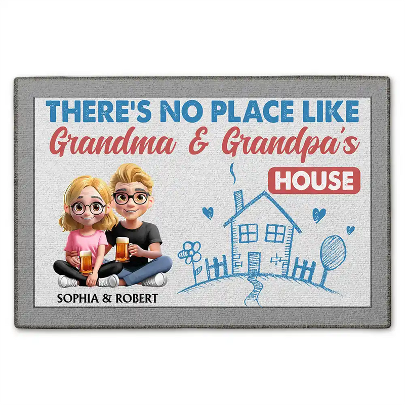 Gift For Grandparents, Funny - There's No Place Like - Personalized Doormat