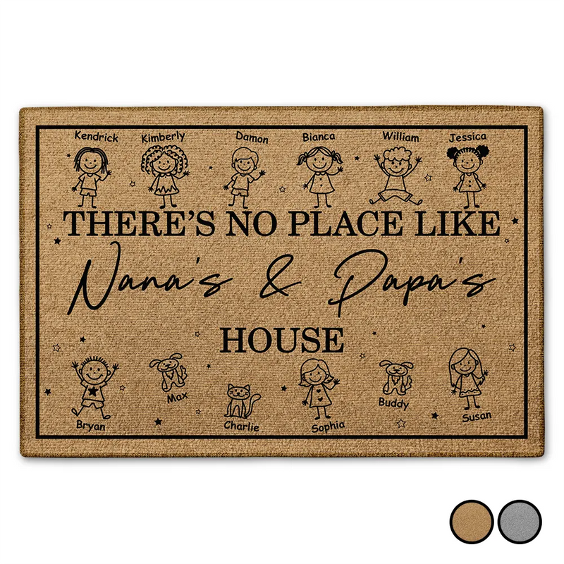 Gift For Grandpa, Gift For Grandma, Gift For Grandparents, Parents, Happy - There's No Place Like Nana Papa's House Grandparents - Personalized Doormat