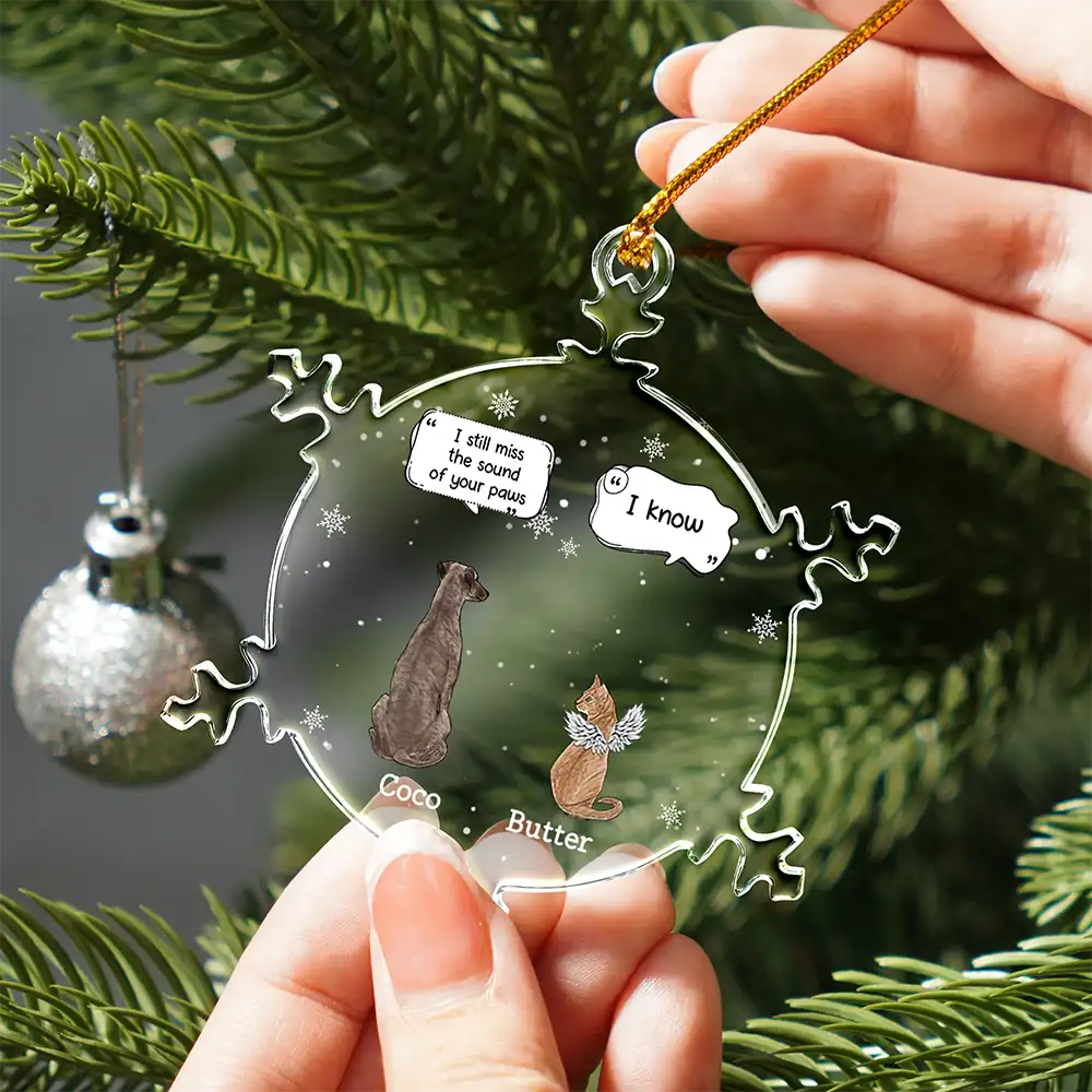Sad,Memorial,Pet Lovers,Christmas - They Still Talk About You - Personalized Snowflakes Shaped Glass Ornament
