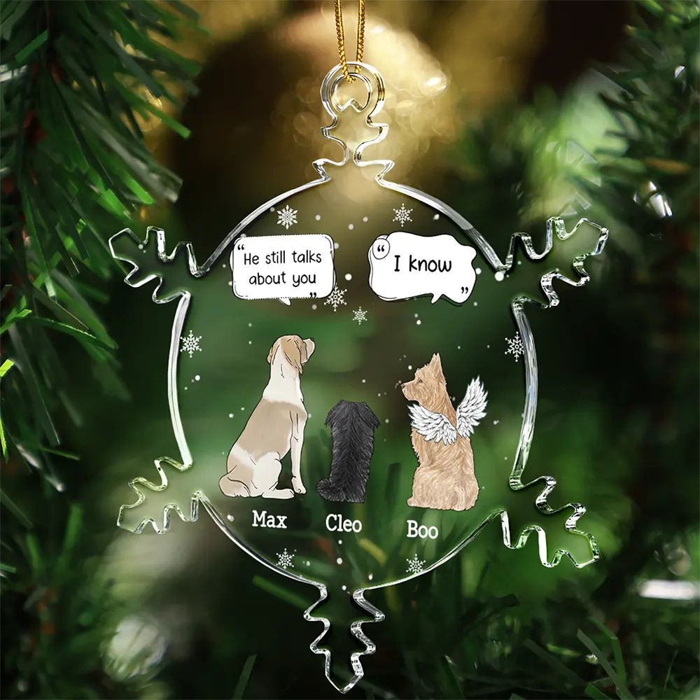 Sad,Memorial,Pet Lovers,Christmas - They Still Talk About You - Personalized Snowflakes Shaped Glass Ornament