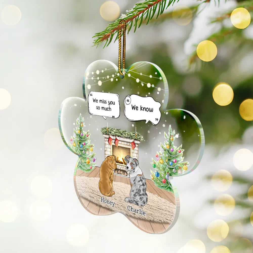 Sad,Memorial,Pet Lovers,Christmas - They Still Talk About You Cozy House - Personalized Custom Shaped Acrylic Ornament