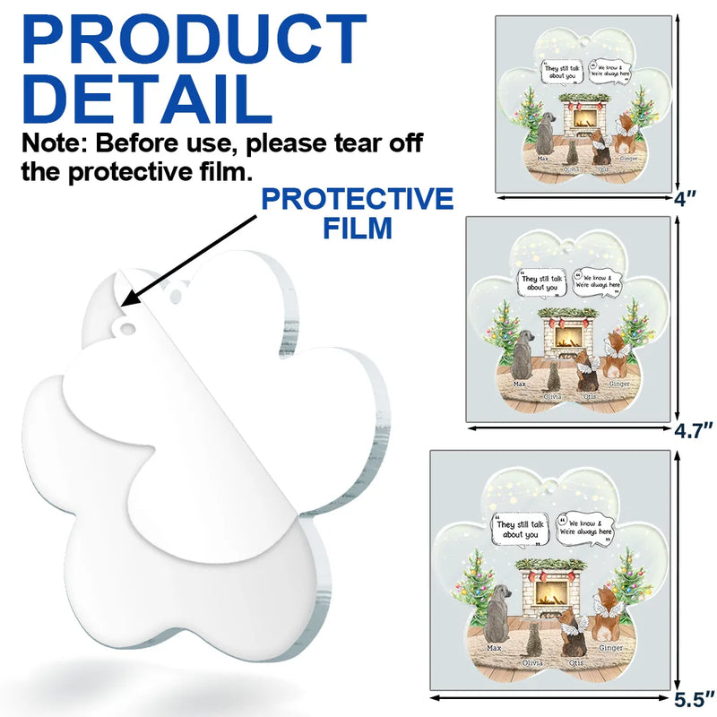 Sad,Memorial,Pet Lovers,Christmas - They Still Talk About You Cozy House - Personalized Custom Shaped Acrylic Ornament