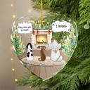 Sad,Memorial,Pet Lovers,Christmas - They Still Talk About You Cozy House - Personalized Heart Shaped Glass Ornament