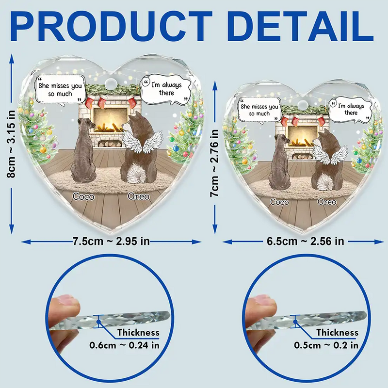 Sad,Memorial,Pet Lovers,Christmas - They Still Talk About You Cozy House - Personalized Heart Shaped Glass Ornament