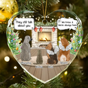 Sad,Memorial,Pet Lovers,Christmas - They Still Talk About You Cozy House - Personalized Heart Shaped Glass Ornament