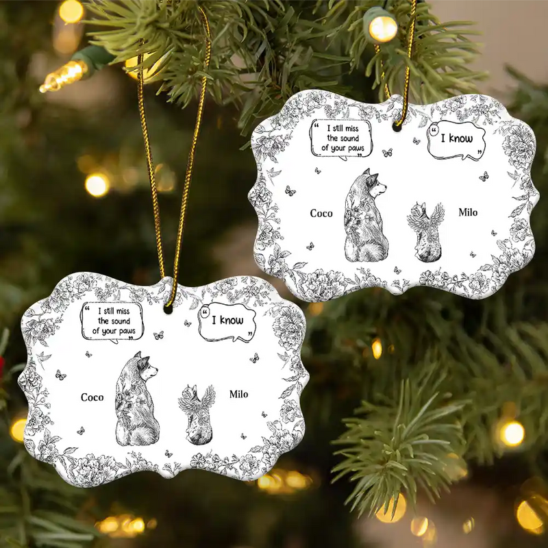 Sad, Memorial, Christmas, Dog Lovers, Pet Lovers, Cat Lovers - They Still Talk About You Toile - Personalized Medallion Ceramic Ornament