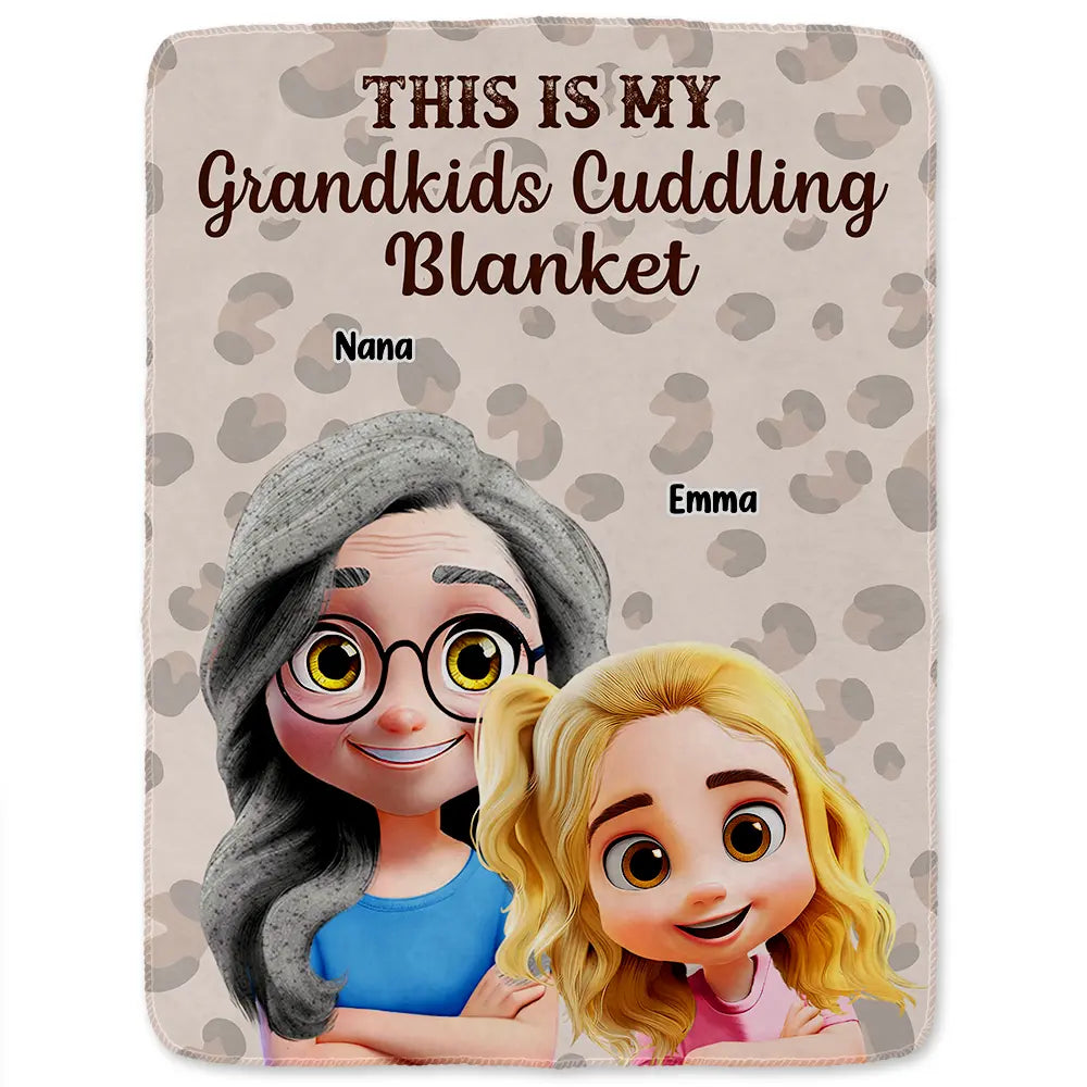 Gift For Grandma, Gift For Grandparents, Grandma - Grandkids, Happy - This Is My Grandkids Cuddling Blanket - Personalized Fleece Blanket, Sherpa Blanket
