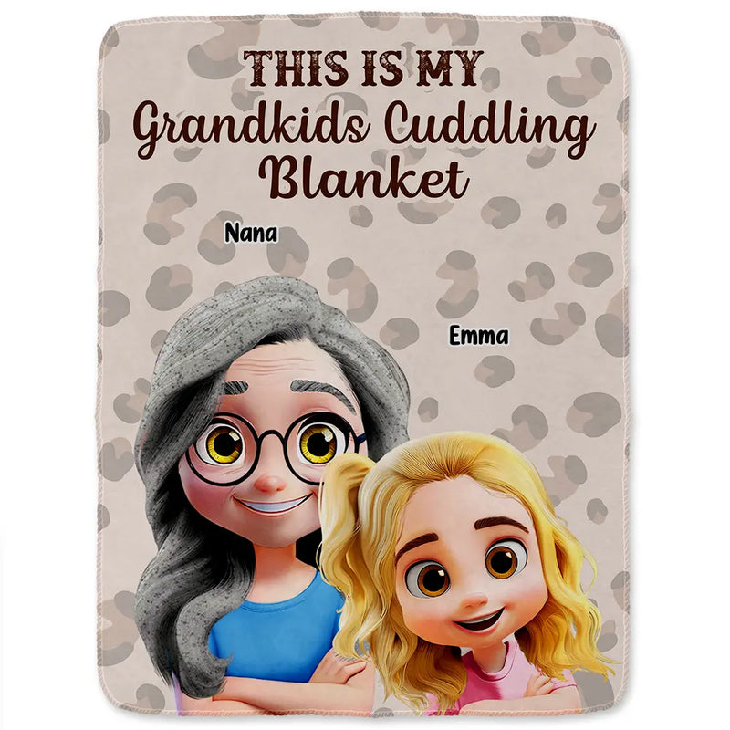 Gift For Grandma, Gift For Grandparents, Grandma - Grandkids, Happy - This Is My Grandkids Cuddling Blanket - Personalized Fleece Blanket, Sherpa Blanket