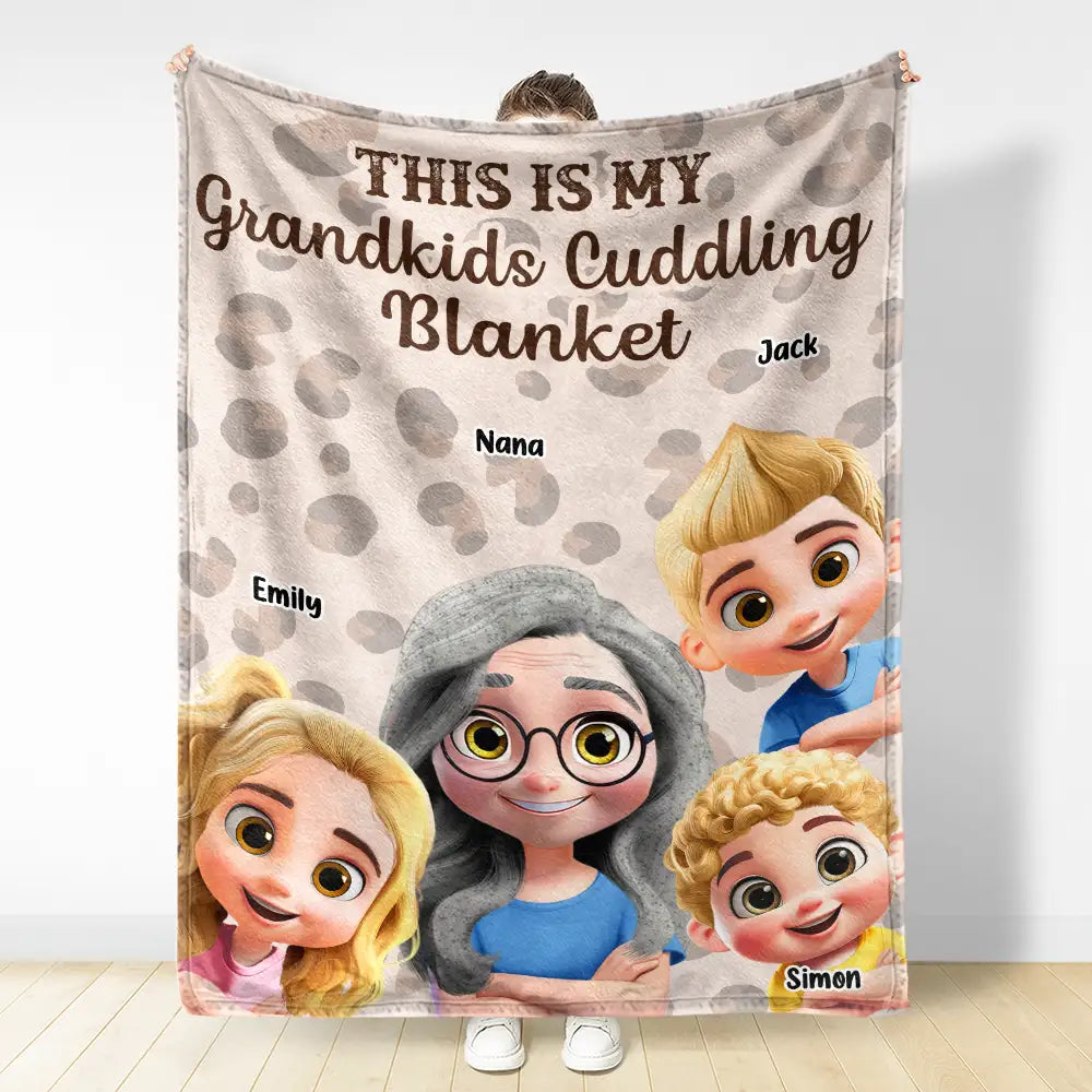 Gift For Grandma, Gift For Grandparents, Grandma - Grandkids, Happy - This Is My Grandkids Cuddling Blanket - Personalized Fleece Blanket, Sherpa Blanket