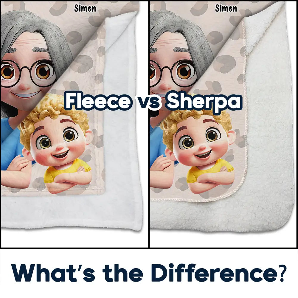 Gift For Grandma, Gift For Grandparents, Grandma - Grandkids, Happy - This Is My Grandkids Cuddling Blanket - Personalized Fleece Blanket, Sherpa Blanket