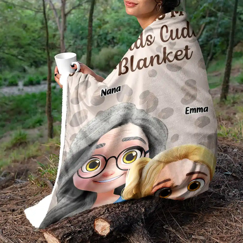 Gift For Grandma, Gift For Grandparents, Grandma - Grandkids, Happy - This Is My Grandkids Cuddling Blanket - Personalized Fleece Blanket, Sherpa Blanket