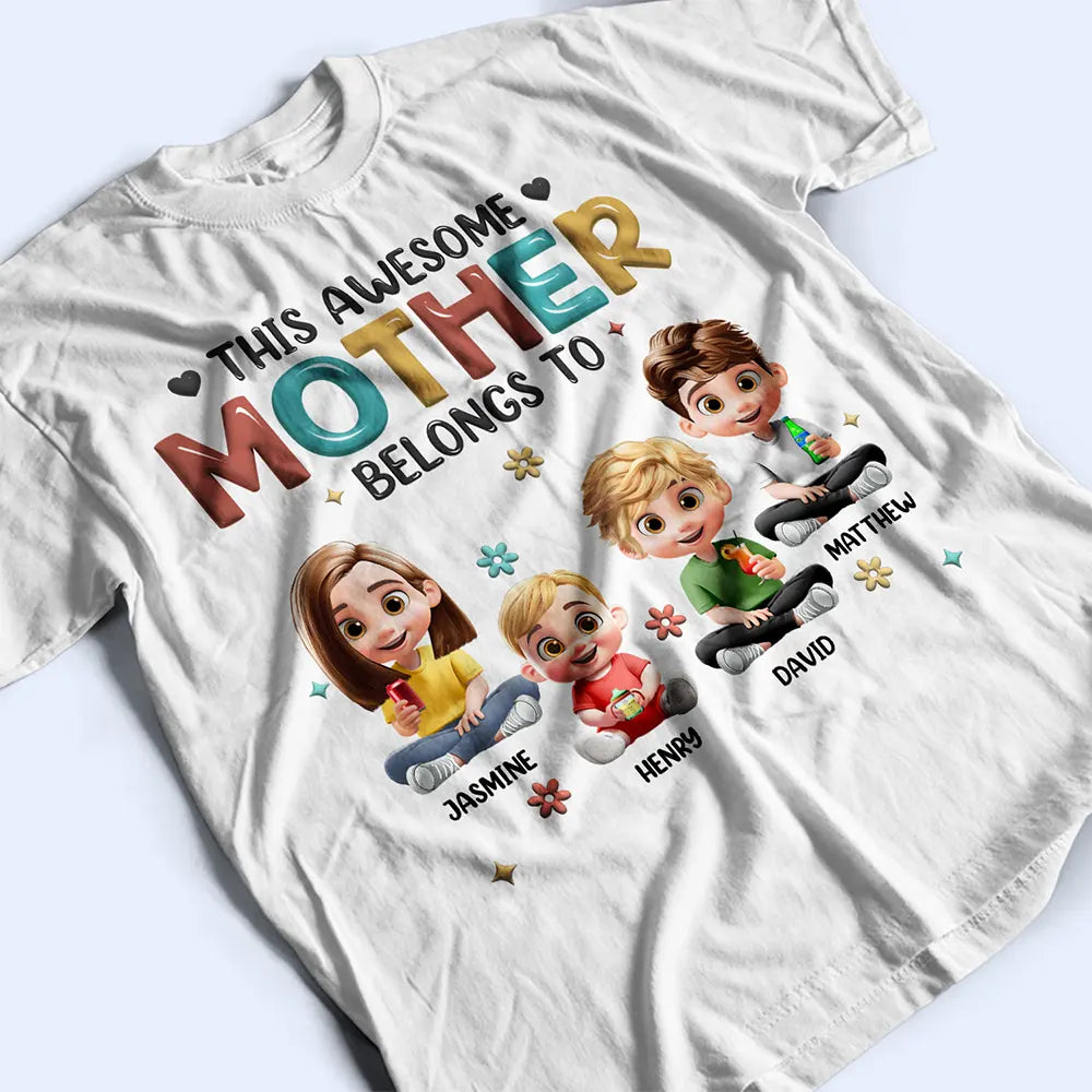 Gift For Mother,Gift For Grandma,Love,Gift For Wife - This Awesome Grandma Belongs To - Personalized T Shirt
