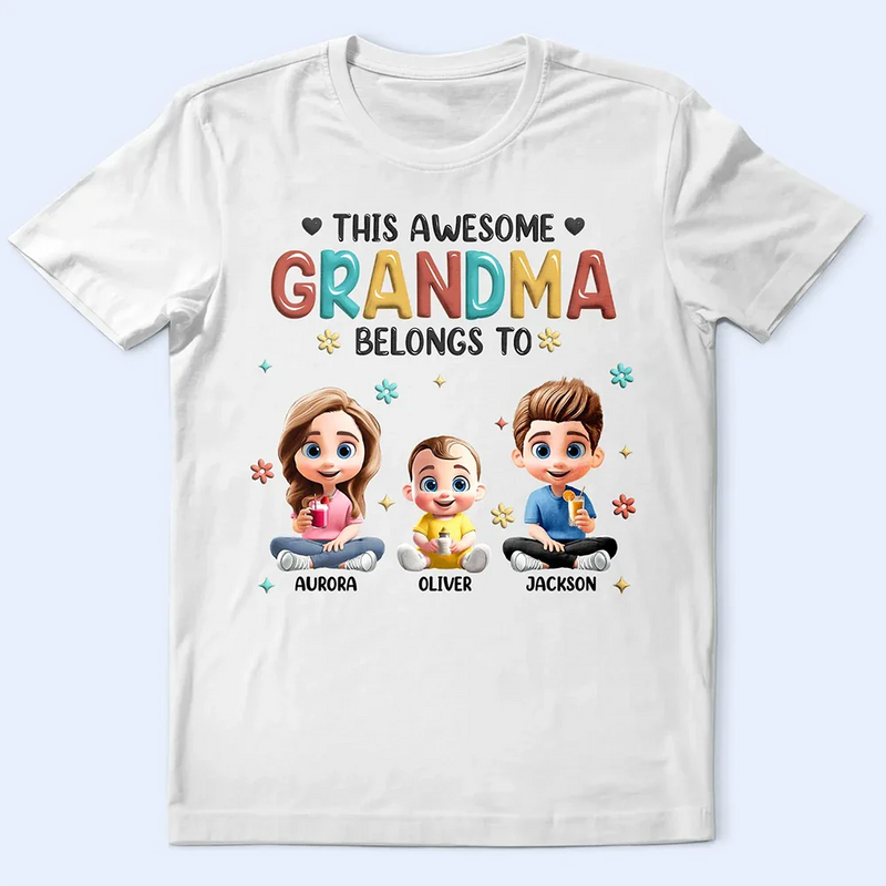 Gift For Mother,Gift For Grandma,Love,Gift For Wife - This Awesome Grandma Belongs To - Personalized T Shirt