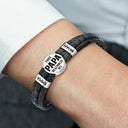 Gift For Father, Parents, Gift For Mother, Happy, Gift For Husband, Gift For Wife, Gift For Grandpa, Gift For Grandma - This Dad Belongs To - Personalized Leather Braided Bracelet