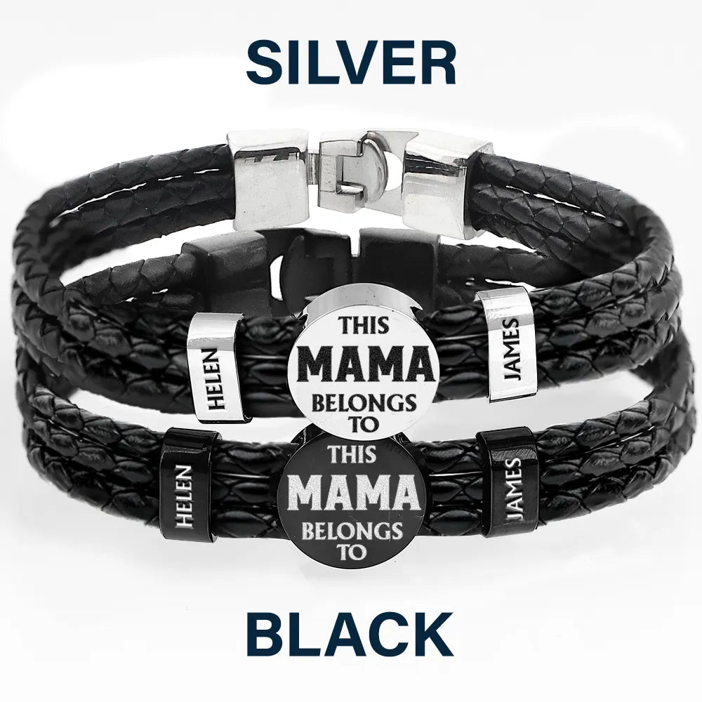 Gift For Father, Parents, Gift For Mother, Happy, Gift For Husband, Gift For Wife, Gift For Grandpa, Gift For Grandma - This Dad Belongs To - Personalized Leather Braided Bracelet