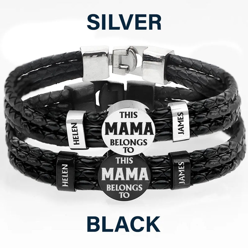 Gift For Father, Parents, Gift For Mother, Happy, Gift For Husband, Gift For Wife, Gift For Grandpa, Gift For Grandma - This Dad Belongs To - Personalized Leather Braided Bracelet