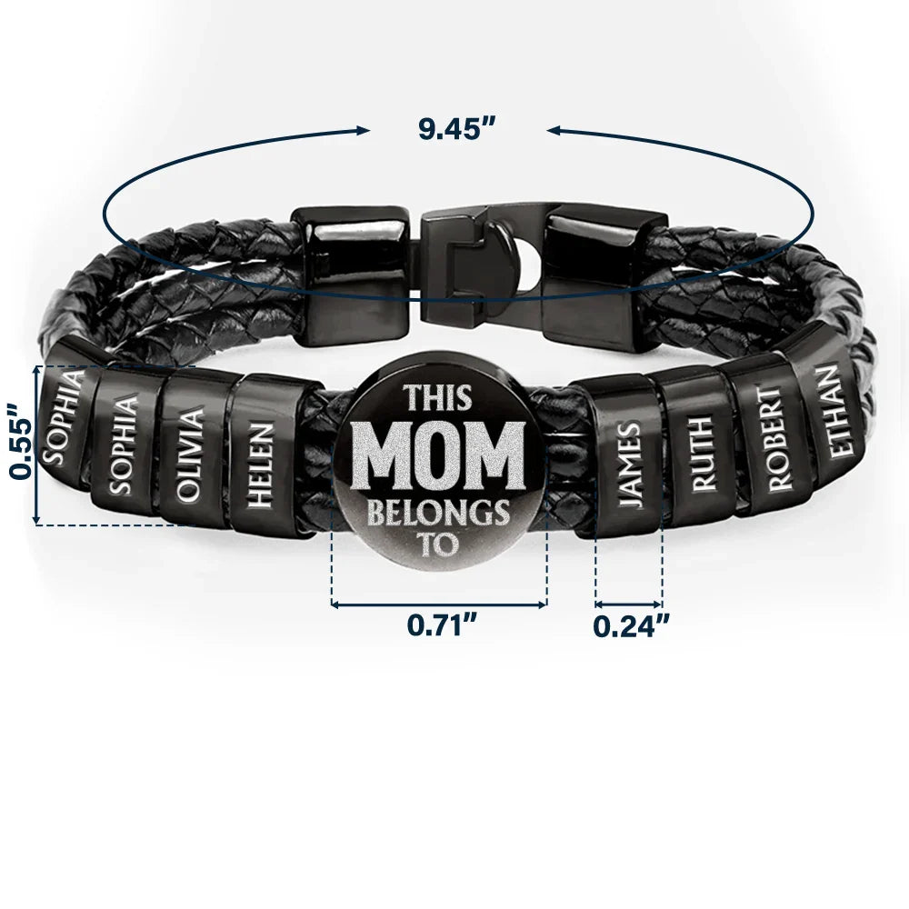 Gift For Father, Parents, Gift For Mother, Happy, Gift For Husband, Gift For Wife, Gift For Grandpa, Gift For Grandma - This Dad Belongs To - Personalized Leather Braided Bracelet