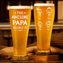 Gift For Father,Gift For Grandpa - This Dad Belongs To Papa Grandpa Father - Personalized Pilsner Glass