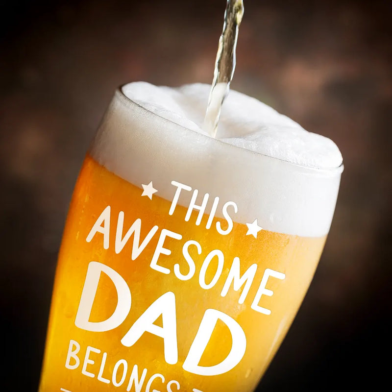 Gift For Father,Gift For Grandpa - This Dad Belongs To Papa Grandpa Father - Personalized Pilsner Glass