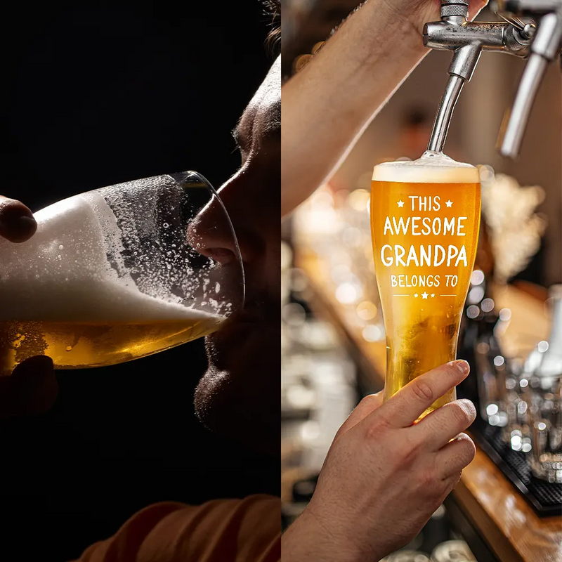 Gift For Father,Gift For Grandpa - This Dad Belongs To Papa Grandpa Father - Personalized Pilsner Glass