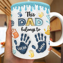 Gift For Father,Gift For Grandpa,Dad - Children,Happy - This Dad Grandpa Belongs To Handprints Icon - 3D Inflated Effect Printed, Personalized White Edge-to-Edge Mug